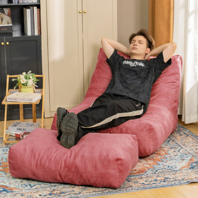Fauteuil à billes, fauteuil à billes avec repose-pieds, fauteuils à billes avec mousse haute densité rembourrée, canapé à billes en mousse à mémoire de forme pour salon, chambre à coucher et bureau