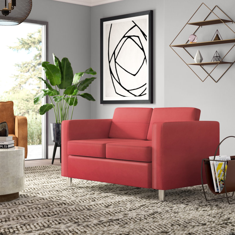 Desantiago 51.5'' Faux Leather Loveseat, Lipstick Faux Leather