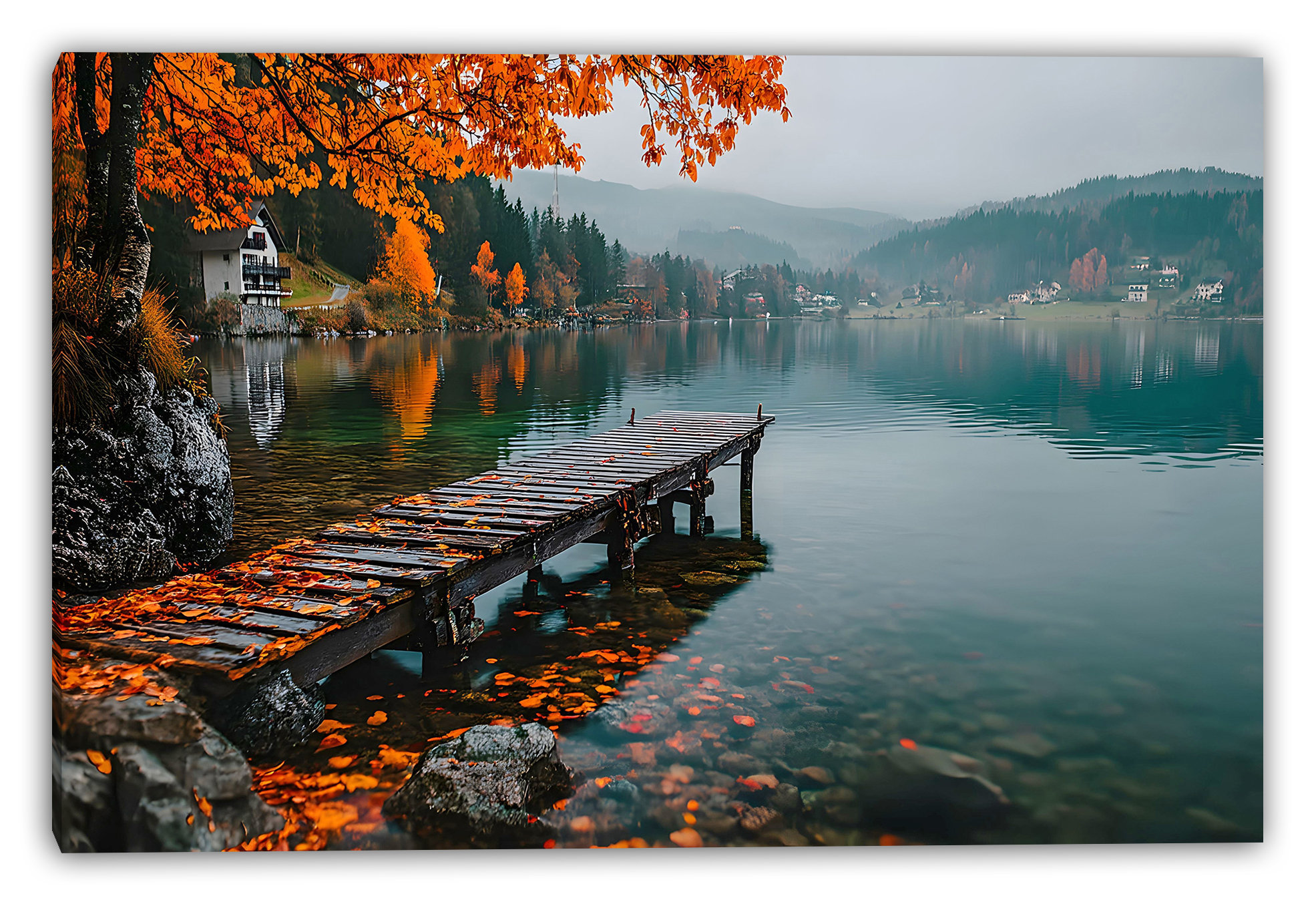 Union Rustic Autumn Lakeside Stillness Wrapped Canvas Wall Art | Wayfair