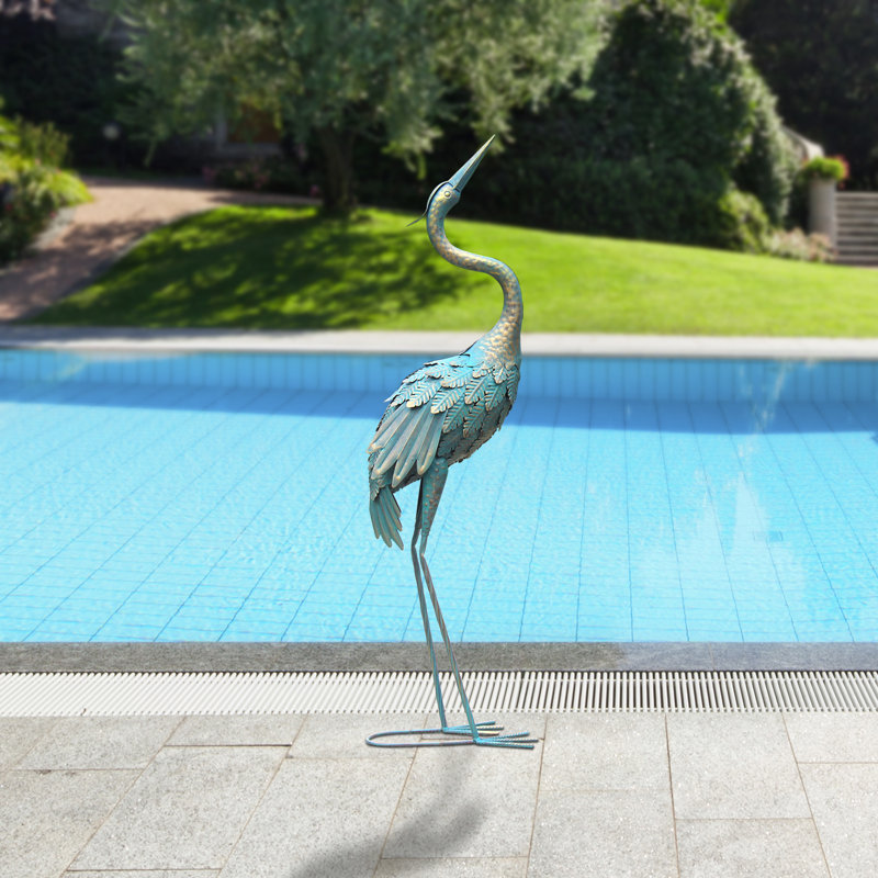 Statue de jardin Paidyn Crane, Bleu/doré