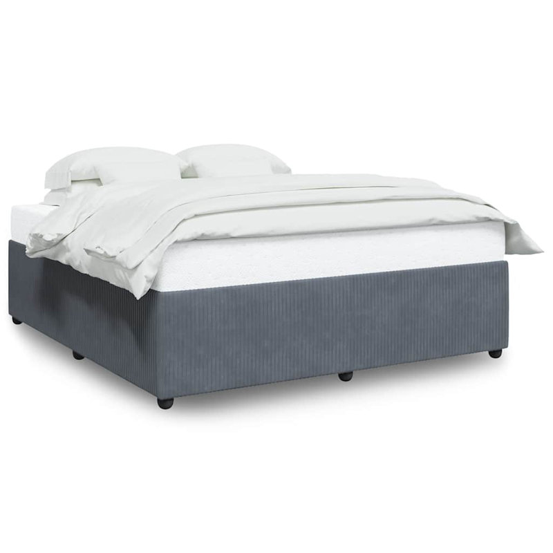 Latitude Run® Bed Frame Without Mattress  Velvet, California King, Dark Gray
