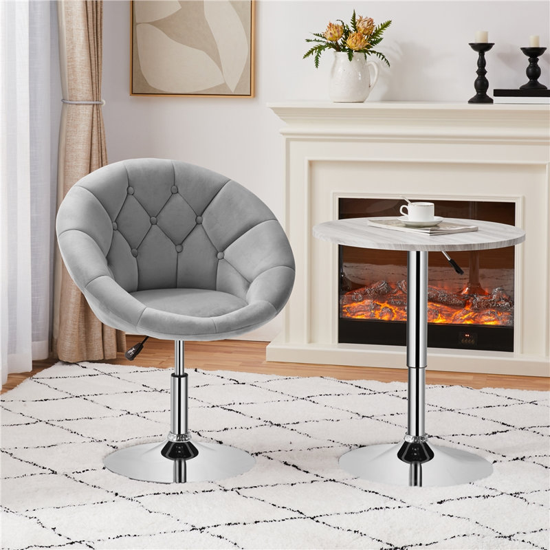Upholstered Swivel Tufted Barrel Chair, Grey