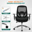 Grande et grande chaise de bureau avec coussin de siège large et épais pour les personnes lourdes Chaises de bureau ergonomiques en maille d'ordinateur avec accoudoirs 4D, soutien lombaire réglable pour adultes 8 heures de travail