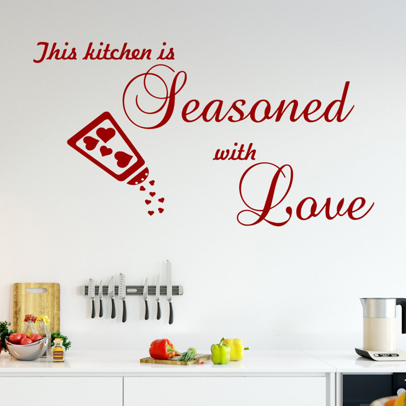 Adhésif décoratif "cette cuisine est assaisonnee avec autocollant" love ", H 12,5 po x l 22 po, Bourgogne