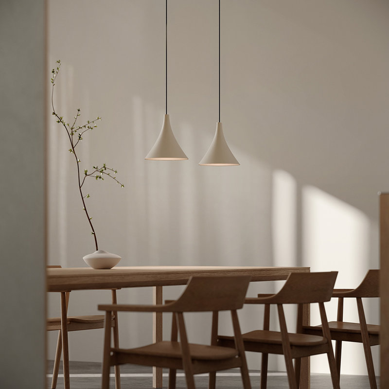 Gota Pendant Light, Sand, Black, 20" H x 9.84" W x 9.84" D