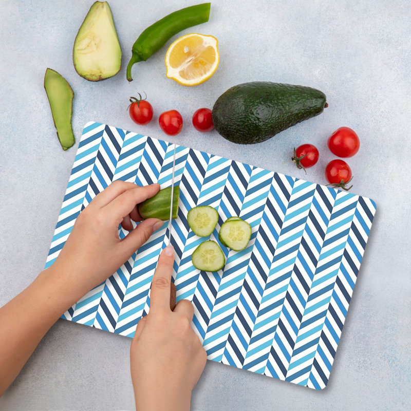 Flourish Tempered Glass Cutting Board, 7.9 x 11.8 inches | 100% Antibacterial, Easy-Clean Surface, Non-Slip Silicone Feet | Perfect for Food Prep & Serving, Durable & Stylish Kitchen Essential, Not Dishwasher Safe