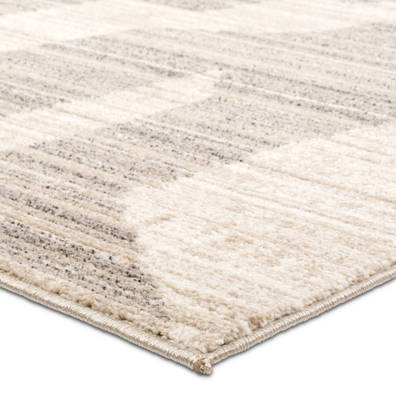 Vibe by Union Rustic Loehrke Powerloomed Abstract Tan/Taupe Area Rug, Rectangle 5' x 8'