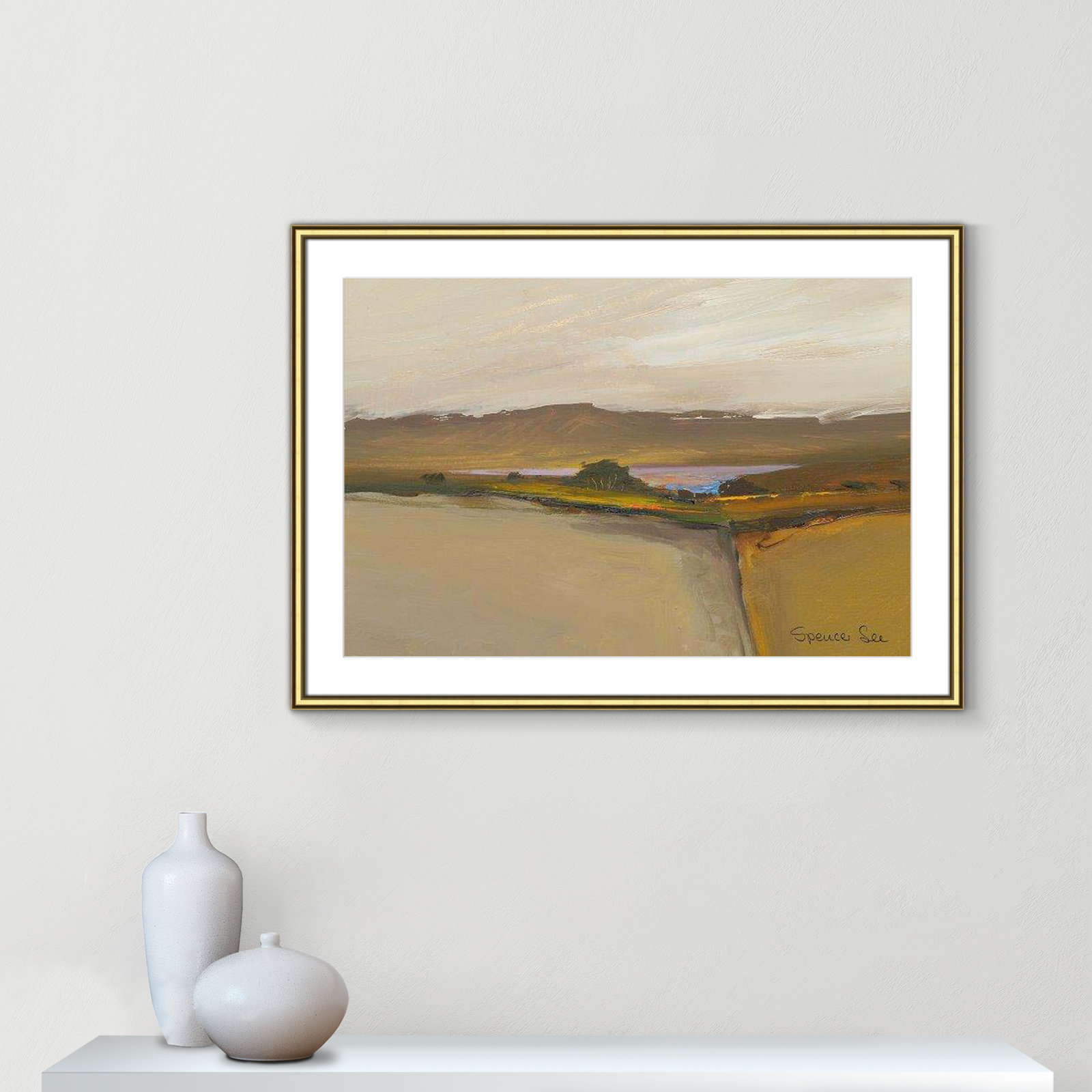 Heaven and Earth IV By Spencer Lee - Framed Art w/ 4 Ply Matboard, Gold Framed, 26.75" H x 36.75" W x 0.75" D