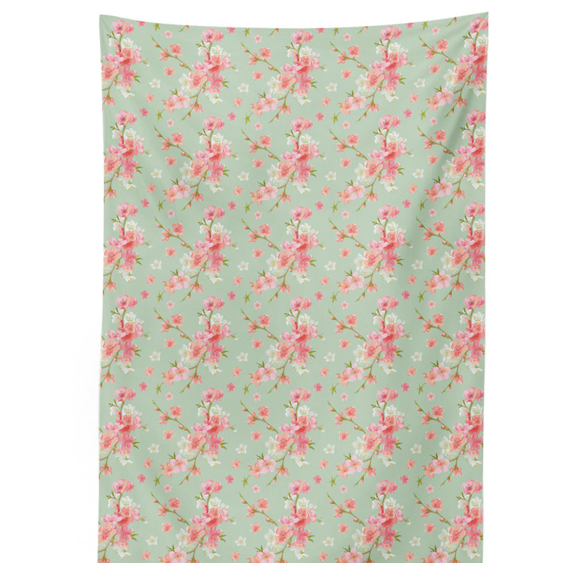 Shabby Flora Dining Room Kitchen Tablecloth, 84" L x 60" W