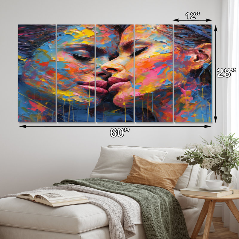 Female Soft Embrasse III - Portrait Canvas Print - 5 Equal Panels