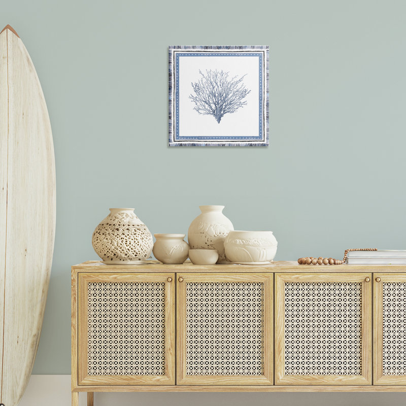 Bordé de toile de corail océanique, design par Lanie Loreth, H 24 po x l 24 po
