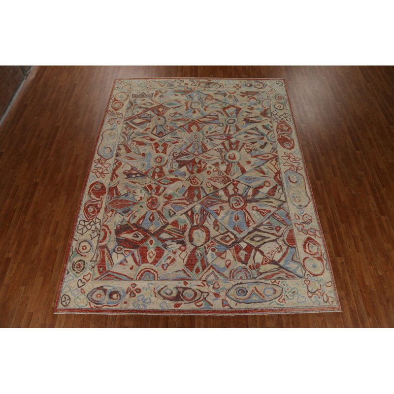 Tapis multicolore en laine noué à la main 9 pi 2 po x 11 pi 10 po One Age of a Kind Kind