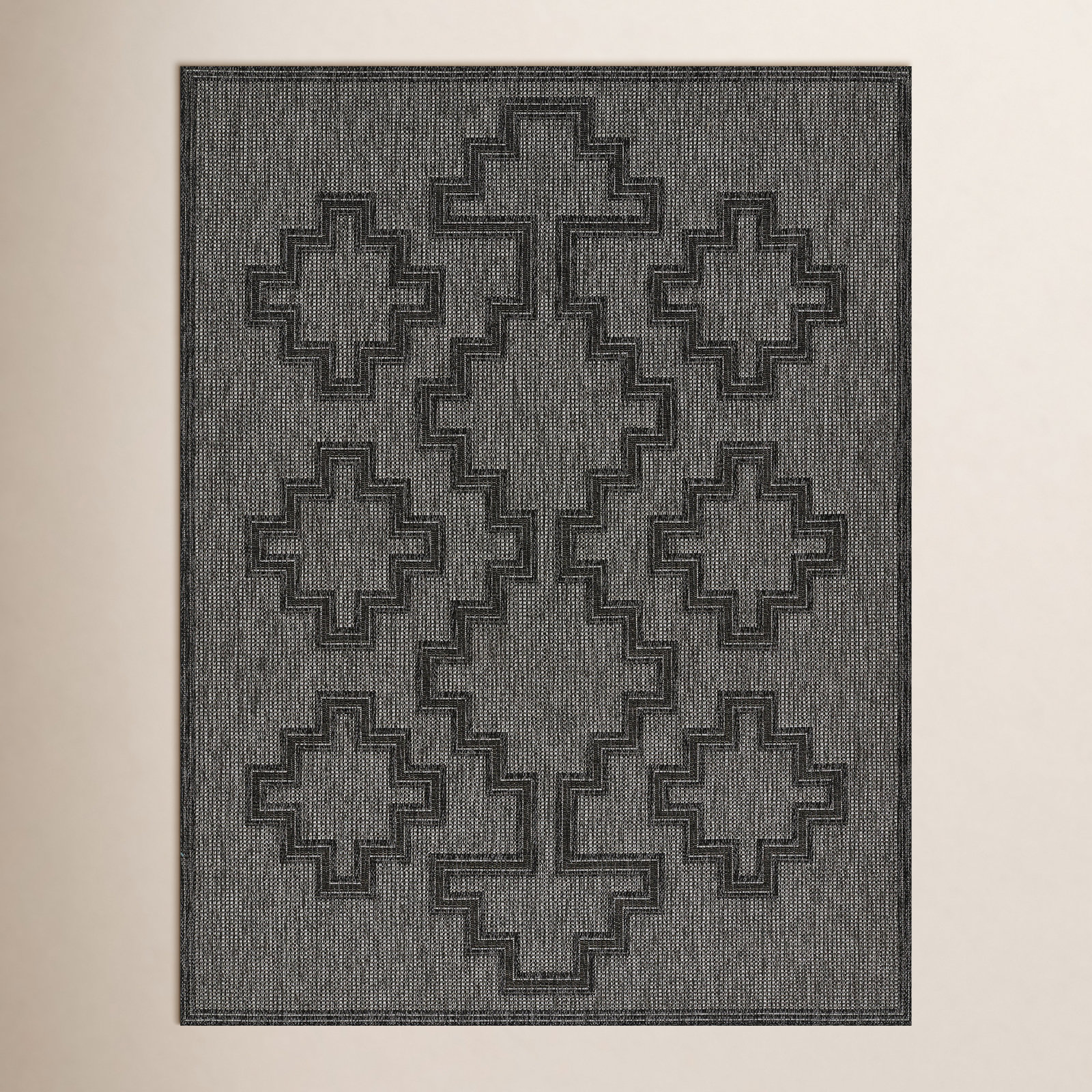 Ava Charcoal Moroccan Outdoor Rug, Rectangle 8' x 10'