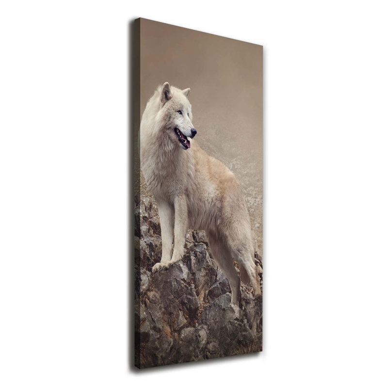 Wolf on the rock 1 Piece Wrapped Canvas Wall Art