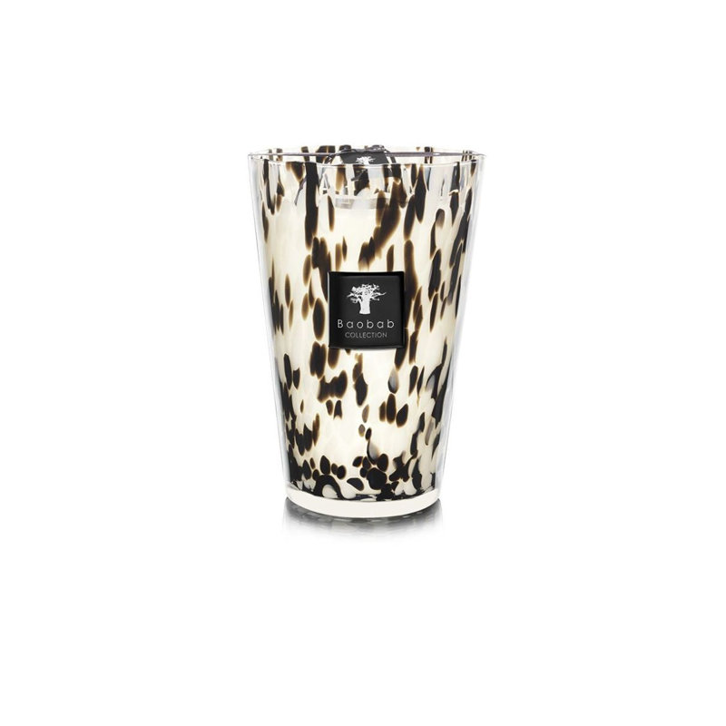 Pearls Black Candle, 13.8" H x 9.36" W x 9.36" D