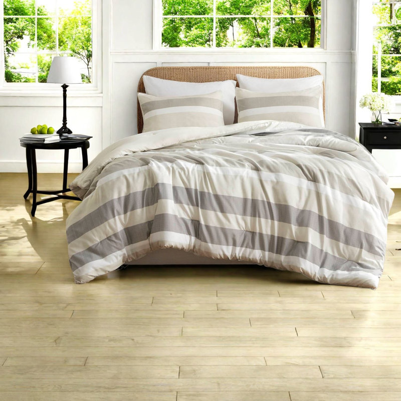 Ensembles de literie pour très grand lit de qualité supérieure, texture rayée en polyester, confort moderne