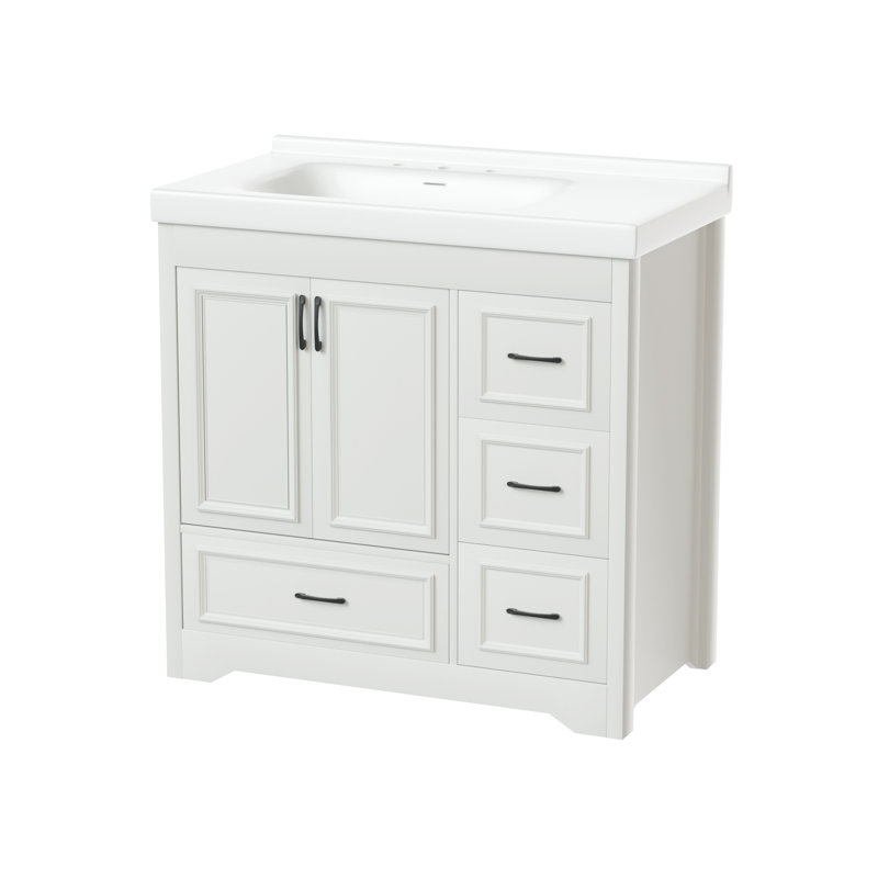 Lavabo de salle de bain rectangulaire en céramique moderne, 36 po, blanc | Idée de cadeau