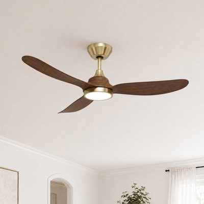 42" Modern Ceiling Fan with Light & Remote, High-Airflow Reversible DC Motor ABS Blades, 3-Color Memory LED, for Farmhouse Transitional Bedroom Small Rooms Home Offices
