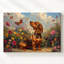 Toile rétro, art mural chiot et papillon-107390530
