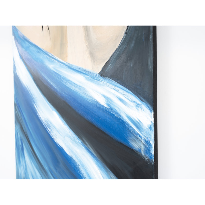 Dazzling 47'' X 19'' Blue Canvas Wall Art - Hand-painted For Glittering Decor Artistic Marvelous Decorations