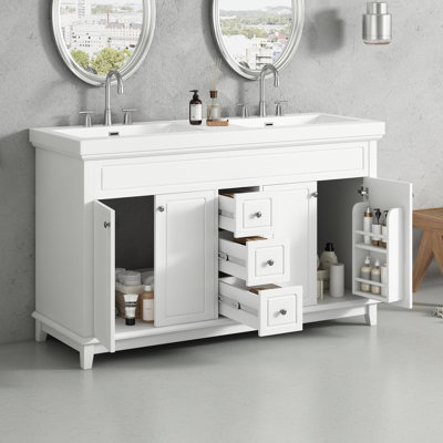 59" Double Bathroom Vanity With Resin Top