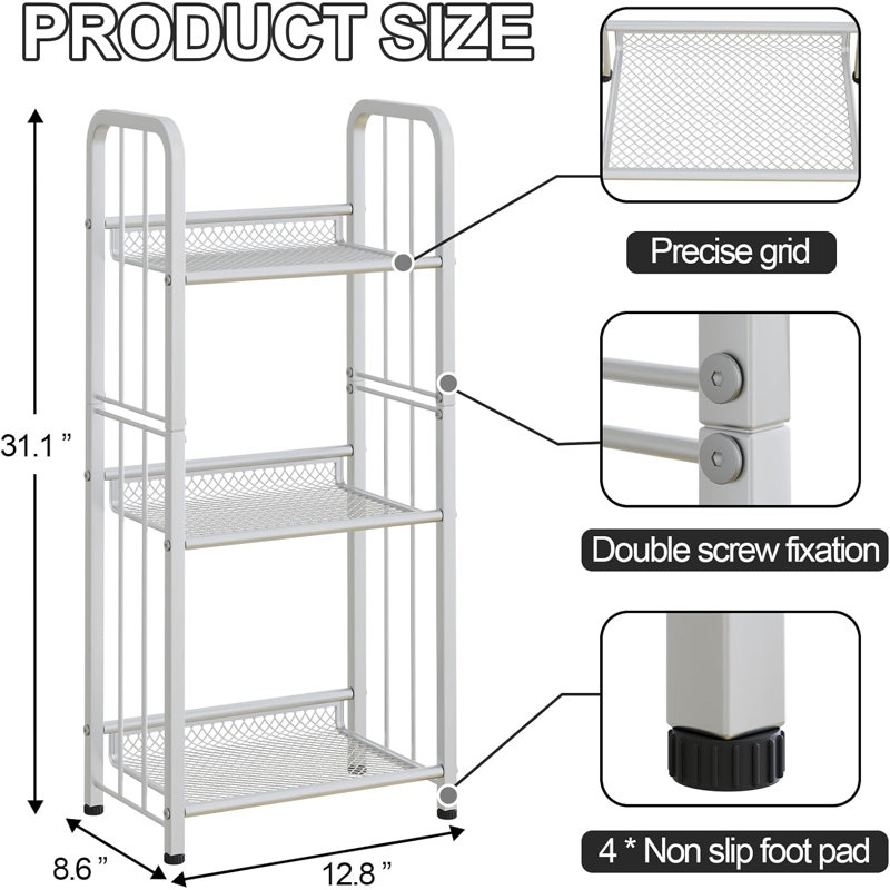 3-tier Freestanding Bookshelf White