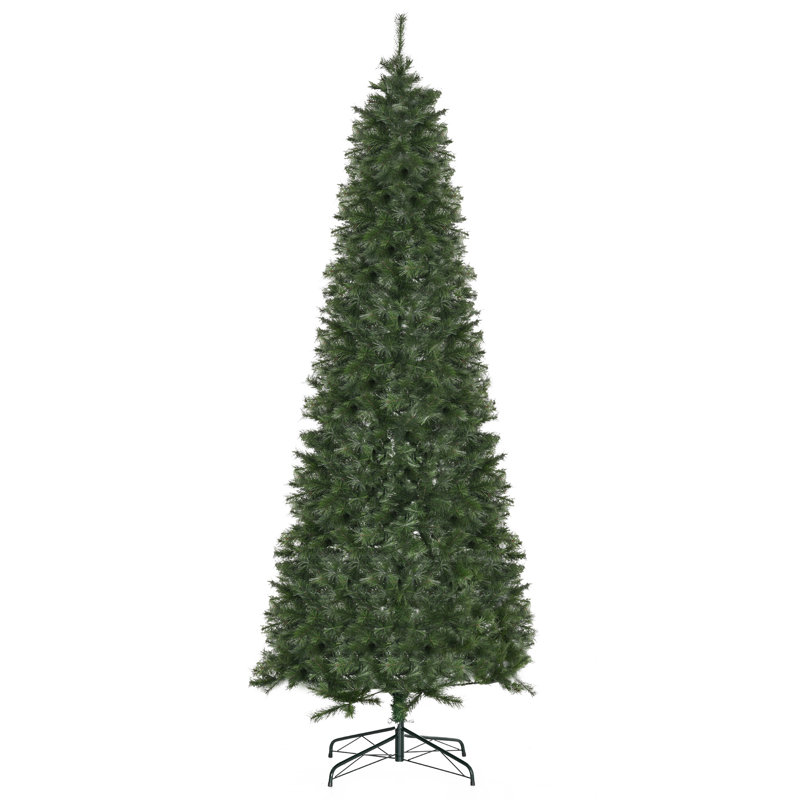Arbre de Noël artificiel pin 8 pieds, mince arbre de Noël avec 952 branches réalistes, base en acier, ouverture automatique, vert