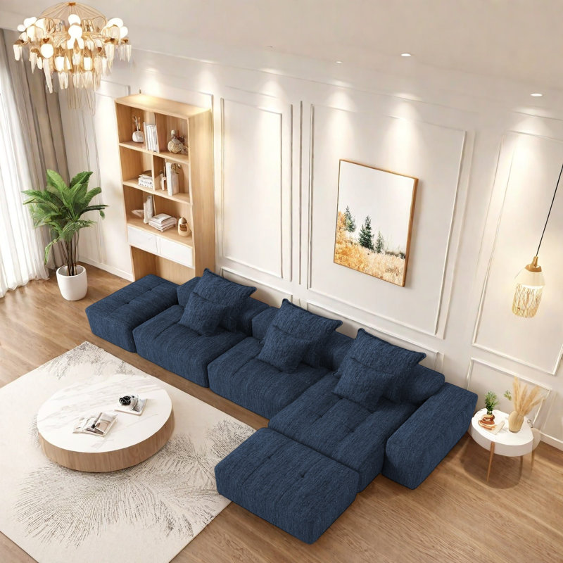 Canapé modulaire surdimensionné en chenille touffetée, sans assemblage requis, canapé modulaire personnalisable avec tissu mousseux doux, canapé de salon multi-combinaisons pour le salon