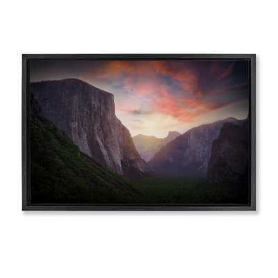 Sunset Through Mountain Cliffs Framed Floater Canvas By Rick Berk