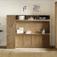 Lit escamotable double avec garde-robe, tiroirs et tablettes ouvertes, bois antique