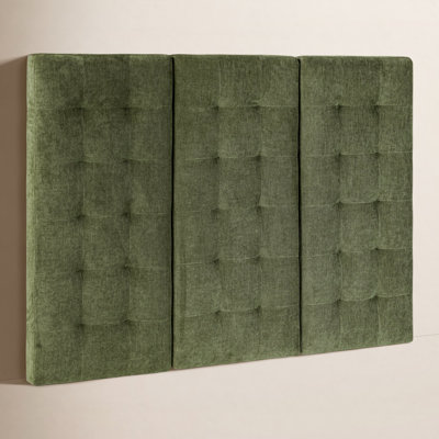 Napa Bed Headboard in Distressed Green Velvet