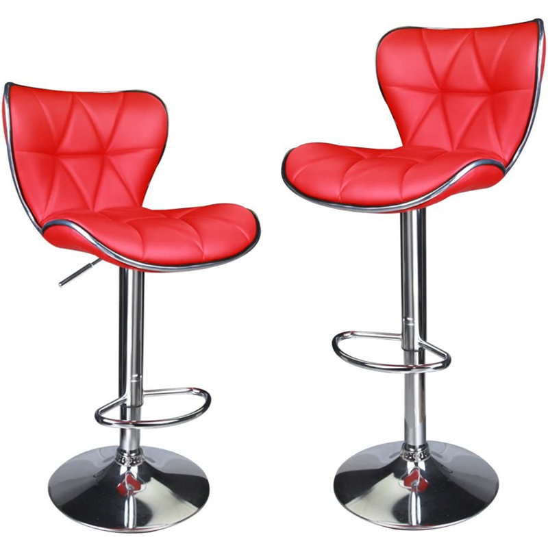 Anjolee 32.5'' Swivel Adjustable Height Counter Stool with Metal Frame, Red