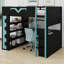 Lit mezzanine avec bureau Pro Gamer, lumières RVB, tablettes, panneau perforé et tiroir-384003122
