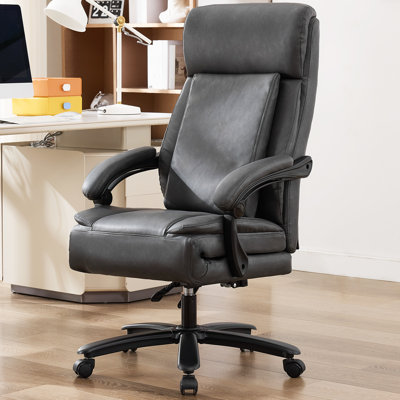 Calene High Back Executive Office Chair, Ergonomic Design Thick Cushion Desk Chair, PU Leather Adjustable Swivel Chair for Office