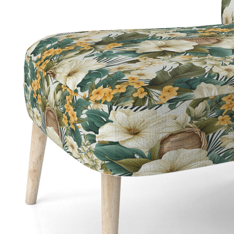 Chaise d'appoint rembourrée Boho Botanical Oasis Palm