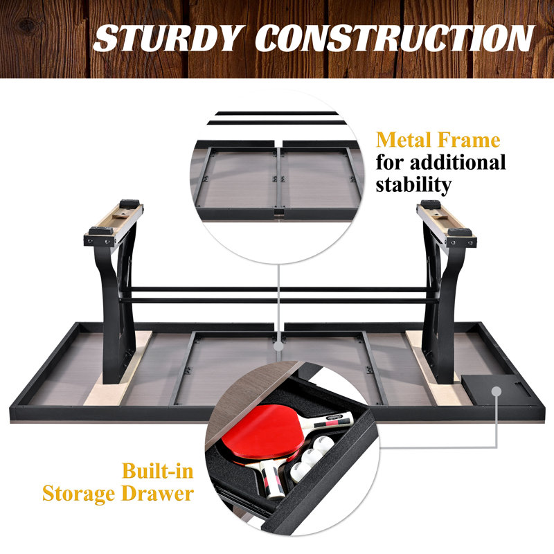 Barrington Coventry Indoor Table Tennis Table, 7-ft 2-in-1 Dining Table with Metal Net