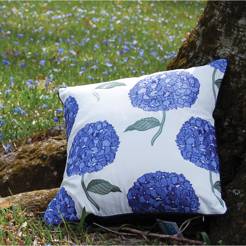Embroidered Outdoor Throw Pillow