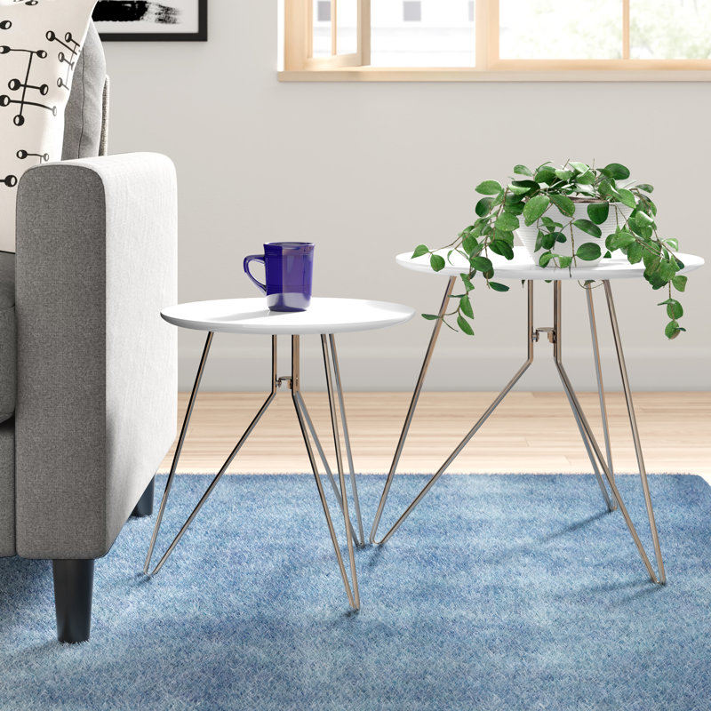 Dolly Nesting Tables, White/Silver