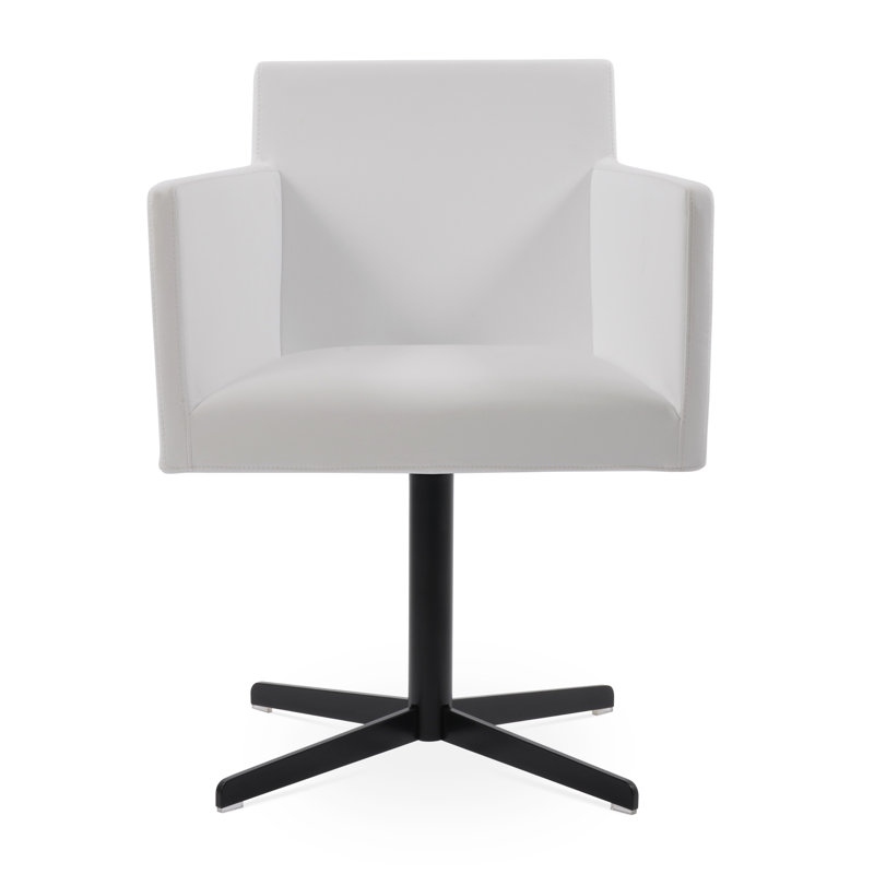 Chaise avec accoudoirs pivotants Harpoint 4 Star, Noir, Cuirette blanche