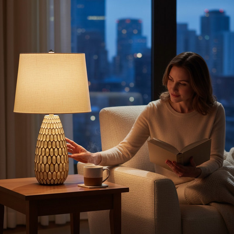 Blue And Gold Ceramic Table Lamp