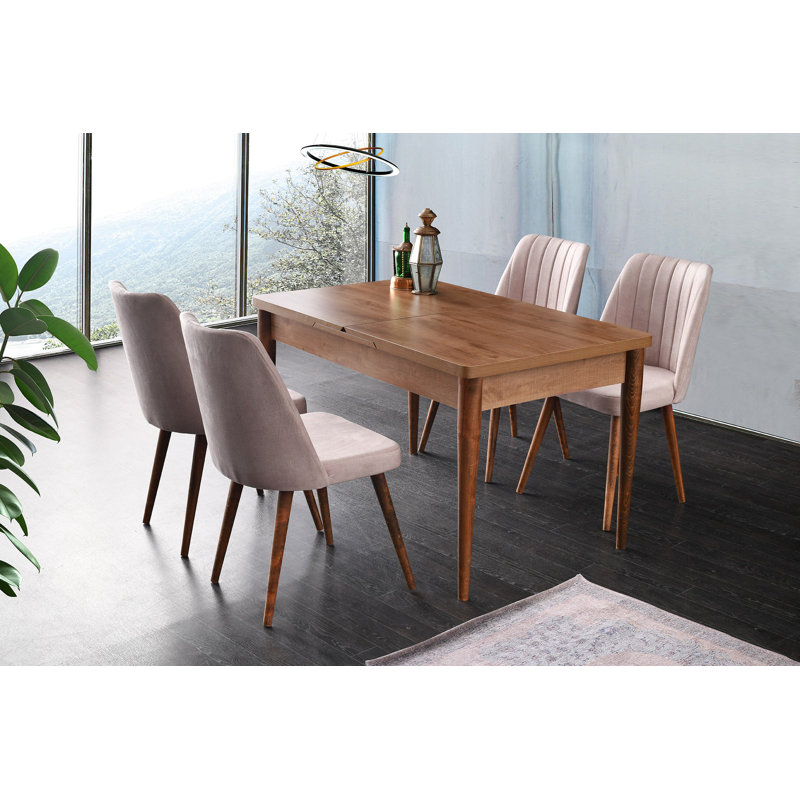 Table de salle à manger extensible, Beige
