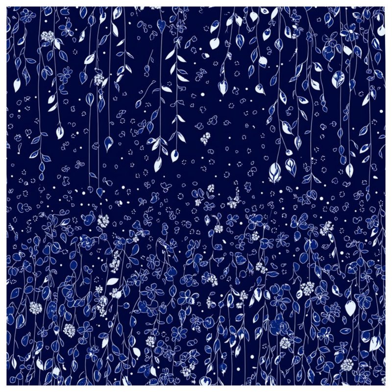 Édredon à motif floral moderne, Édredon grand, Motif floral bleu / blanc