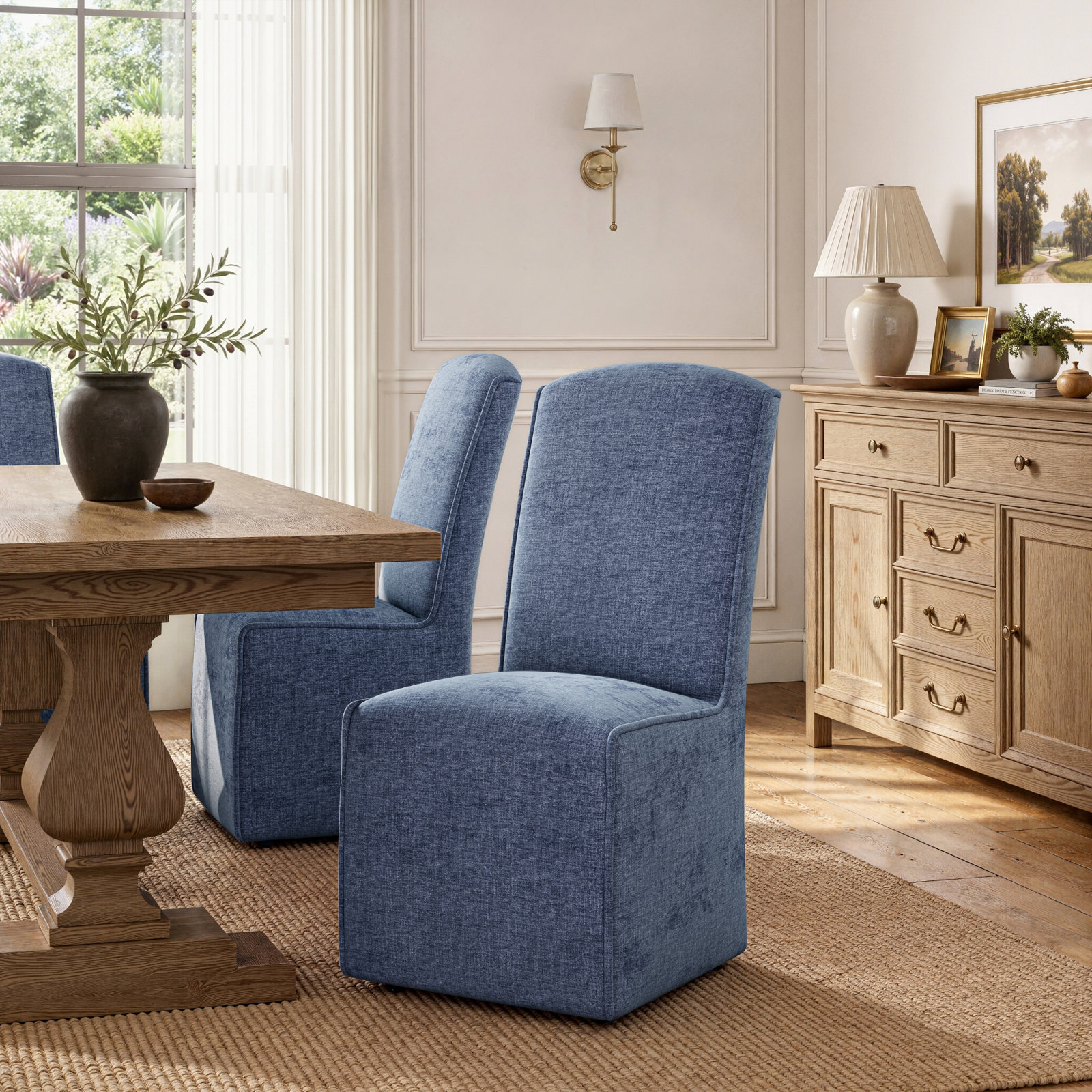 Deaton Linen Dining Chair, Slate Blue