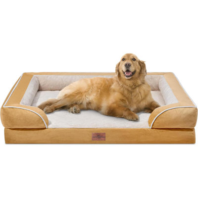 Lit orthopédique pour chien en mousse à mémoire de forme, lit rafraîchissant pour chien, lits imperméables pour grands chiens, lit lavable pour chien avec housse amovible, canapé pour chien avec traversin