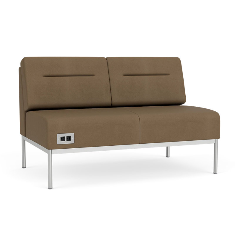 Causeuse Darsey, Patriot Plus taupe, Avec alimentation, Argent argent