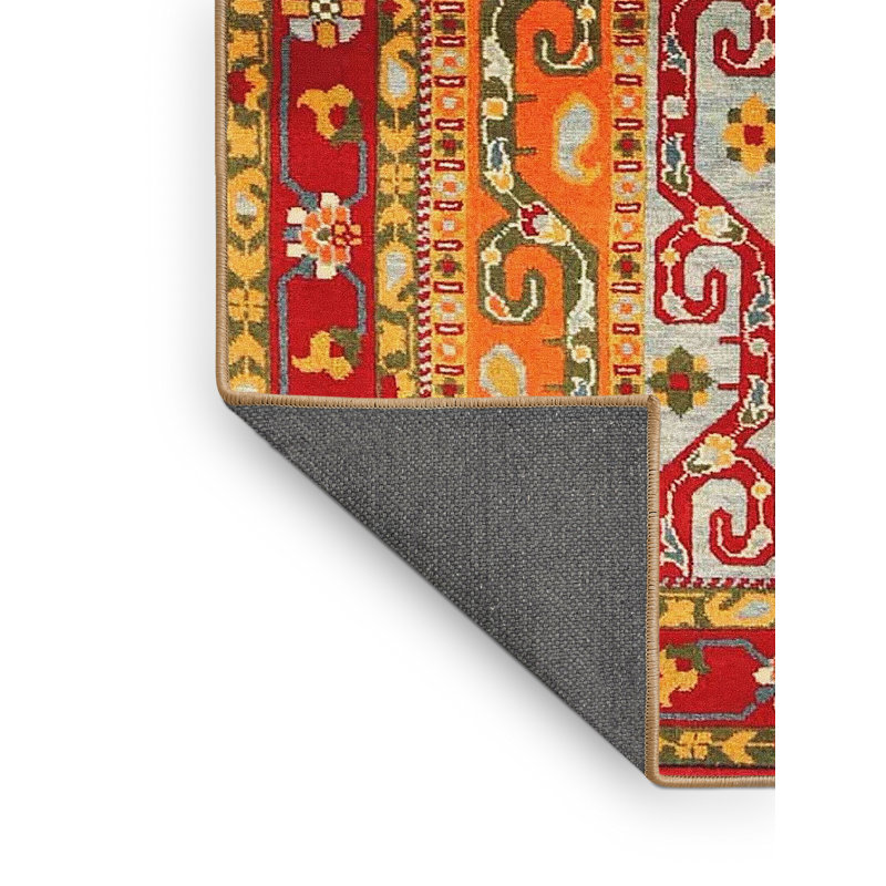 Tapis de zone rouge/jaune contemporain, Rectangle 4 pi x 6 pi