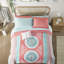 Édredon pour grand lit - médaillon corail, bordures brodées, literie confortable avec imprimé médaillon de draps, taies décoratives-120953426-120953421