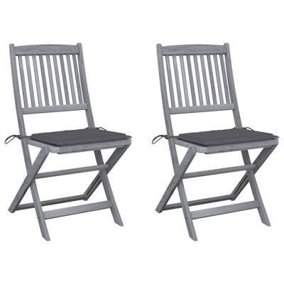  Ensemble de 2 chaises d'extérieur en bois d'acacia gris anthracite