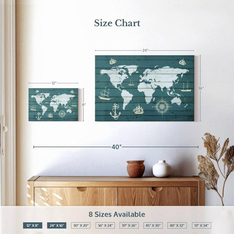 Aletra World Map, 16" H x 24" W
