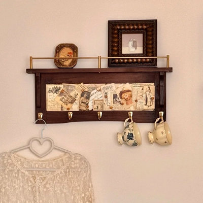 Bois massif + tablettes murales en métal, présentoir à décor moderne pour chambre à coucher, salle de bain, cuisine, salon